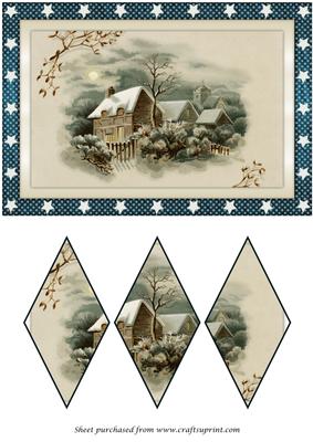 Victorian Christmas Scene Diamond Panel Card
