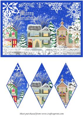 Christmas Street at Night Diamond Panel Card