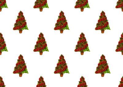 Christmas Tree with Poinsettias Backing Paper