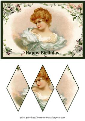 Victorian Girl Diamond Panel Card