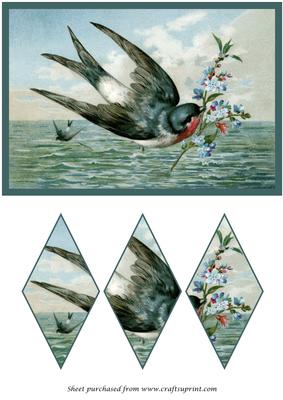 Vintage Bird with Flowers Diamond Panel Card