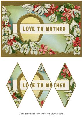 Vintage Mothers Day Card Diamond Panel