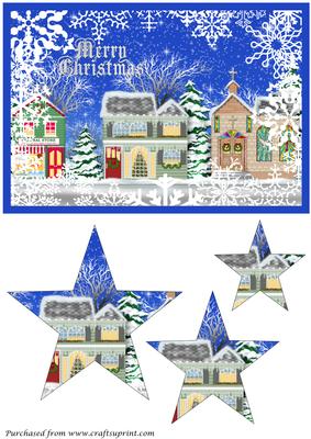 Christmas Street at Night Star Pyramid