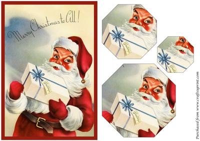 Santa Claus with Gift Octagon Pyramid