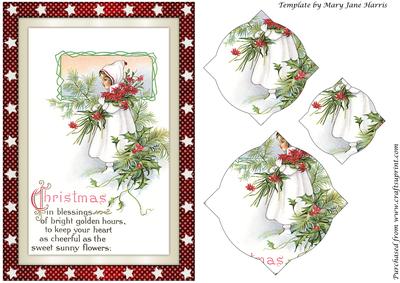 Vintage Christmas Girl with Flowers Splendid Pyramid
