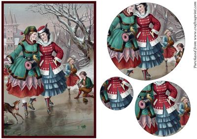 Vintage Ladies Skating Circle Pyramage