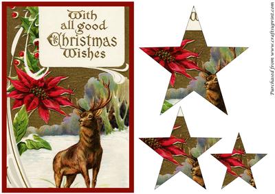Vintage Christmas Deer Star Pyramid