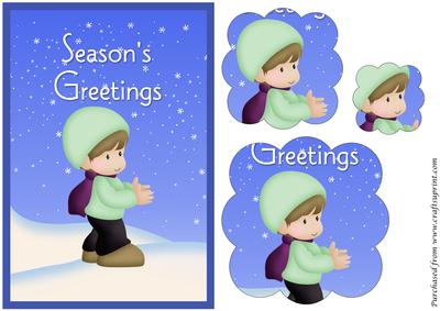 Christmas Boy in Snow Scalloped Pyramid