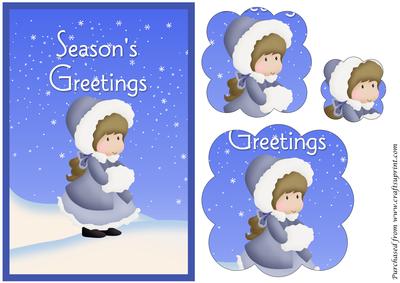 Christmas Girl in Snow Scalloped Pyramid