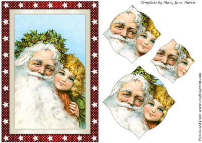 Vintage Christmas Santa and Girl Splendid Pyramid