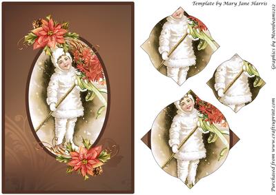 Vintage Girl with Christmas Poinsettia Splendid Pyramid