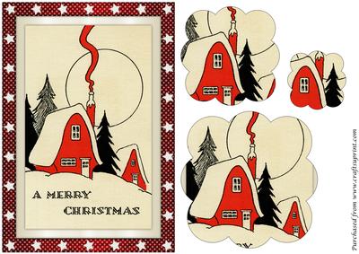Christmas Houses Scalloped Pyramid