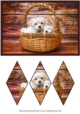 Cute Puppies in Basket Diamond Panel Card