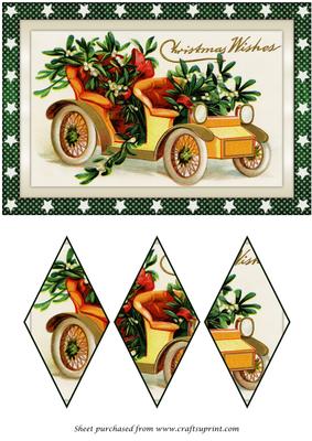 Christmas Car with Mistletoe Diamond Panel Card