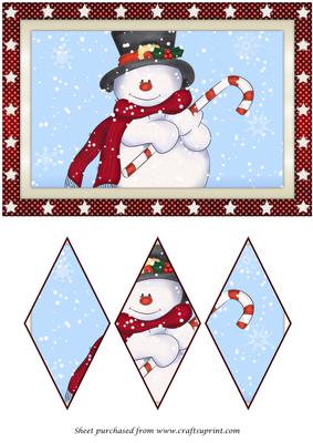Christmas Snowman with Candycane Diamond Panel Card