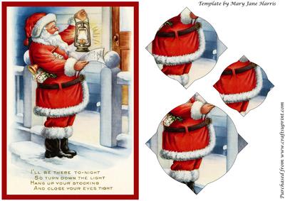 Vintage Christmas Santa with Lamp Splendid Pyramid