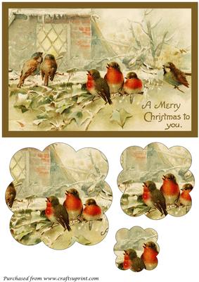 Christmas Birds Scalloped Pyramid