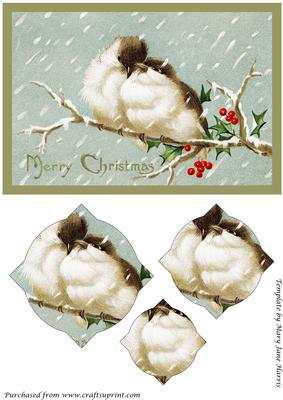 Vintage Christmas Birds on Branch Splendid Pyramid