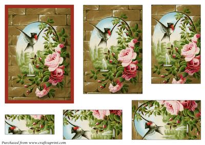 Vintage Bird and Roses Pyramid