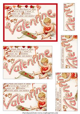 Vintage Valentine Cupid Pyramid