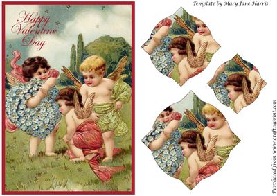 Vintage Valentine Cherubs Splendid Pyramid