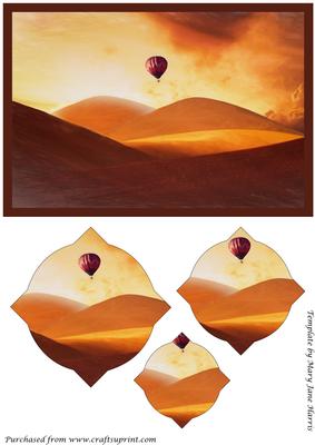Hot Air Balloon in Desert Splendid Pyramid