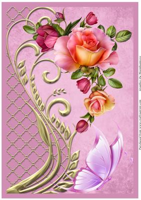 Roses and Swirls A4