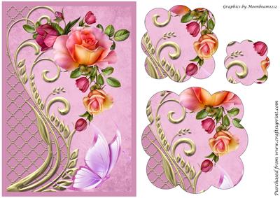 Roses and Swirls Scalloped Pyramid