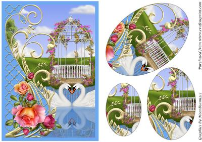 Swans and Roses Oval Pyramid