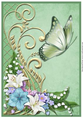 Lily Flowers with Butterfly A4