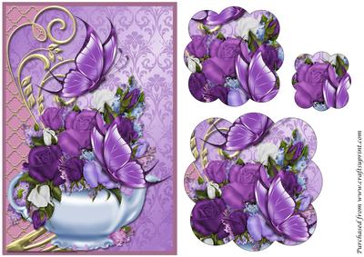 Teapot with Flowers Scalloped Pyramid