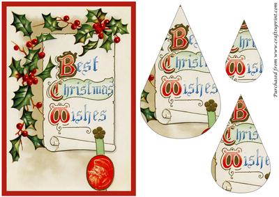 Best Christmas Wishes Vintage Teardrop Pyramid