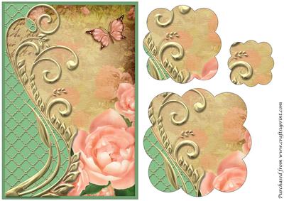 Butterfly and Roses Scalloped Pyramid