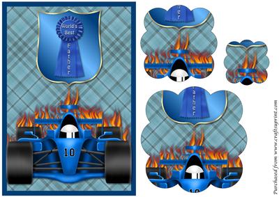 Fathers Day Race Car Scalloped Pyramid