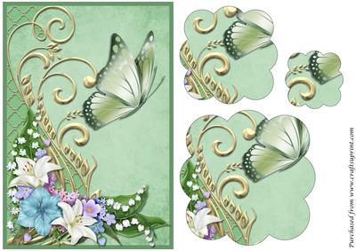 Lily Flowers with Butterfly Scalloped Pyramid