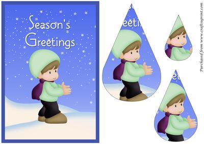 Christmas Boy in Snow Teardrop Pyramid