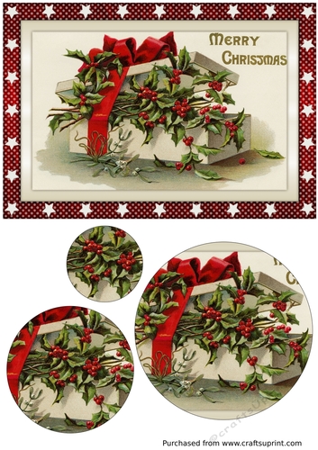 Christmas Gift Box with Holly Circle Pyramid