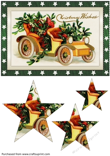Christmas Car with Mistletoe Star Pyramid