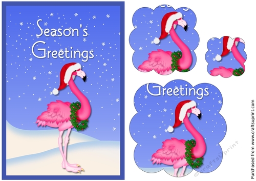 Christmas Flamingo Scalloped Pyramid