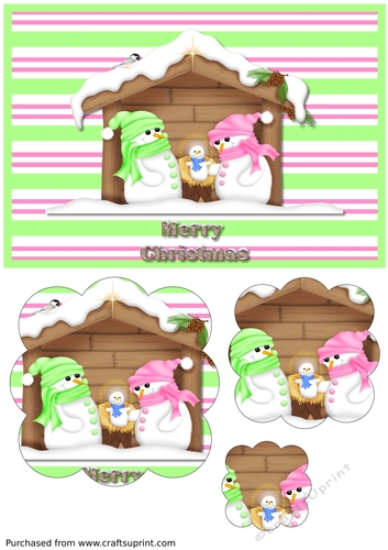 Snowman Manger Scalloped Pyramid