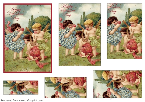 Vintage Valentine Cherubs Pyramid