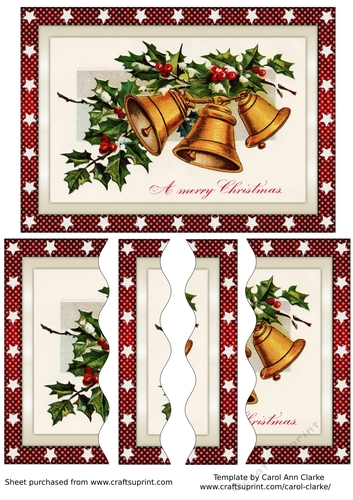 Vintage Christmas Gold Bells Wavy Side Stacker