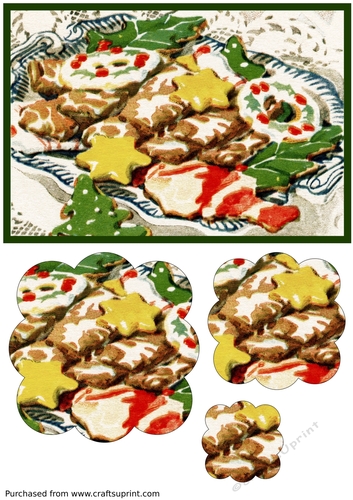 Vintage Christmas Cookies Scalloped Pyramid