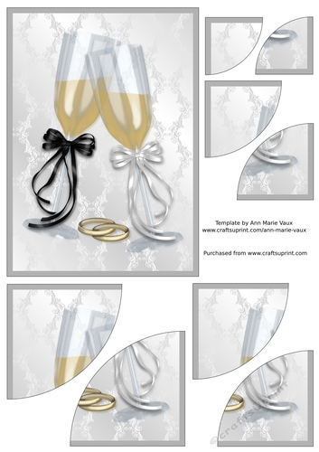 Champagne Flutes and Wedding Rings Duo Corner Stacker