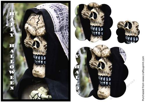 Halloween Scary Skull Scalloped Pyramid