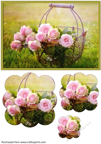 Roses in Basket Scalloped Pyramid