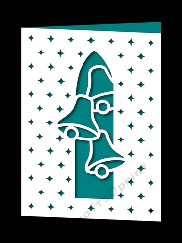 CHRISTMAS BELLS IN WINDOW APERTURE CARD