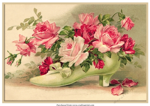Vintage Lady Shoe with Roses A4