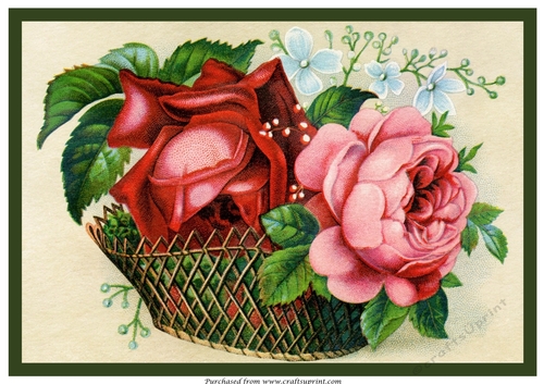 Vintage Floral Basket A4