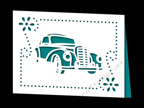 VINTAGE CAR FRAMED CARD 2